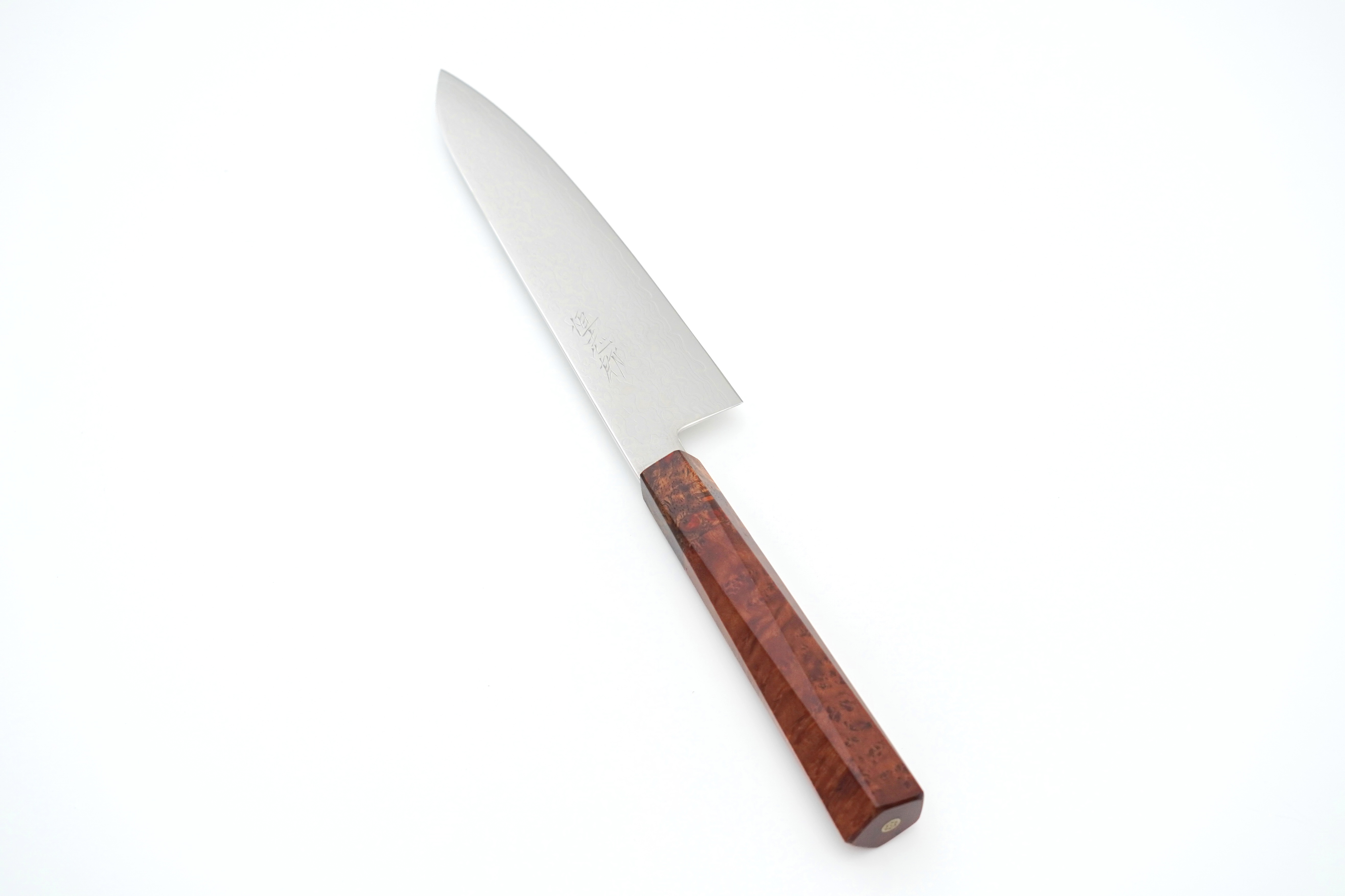 Pentagonal Two Burl Edit Sakamoto Ko Shi Ginsan #3 Damascus Gyuto 210mm
